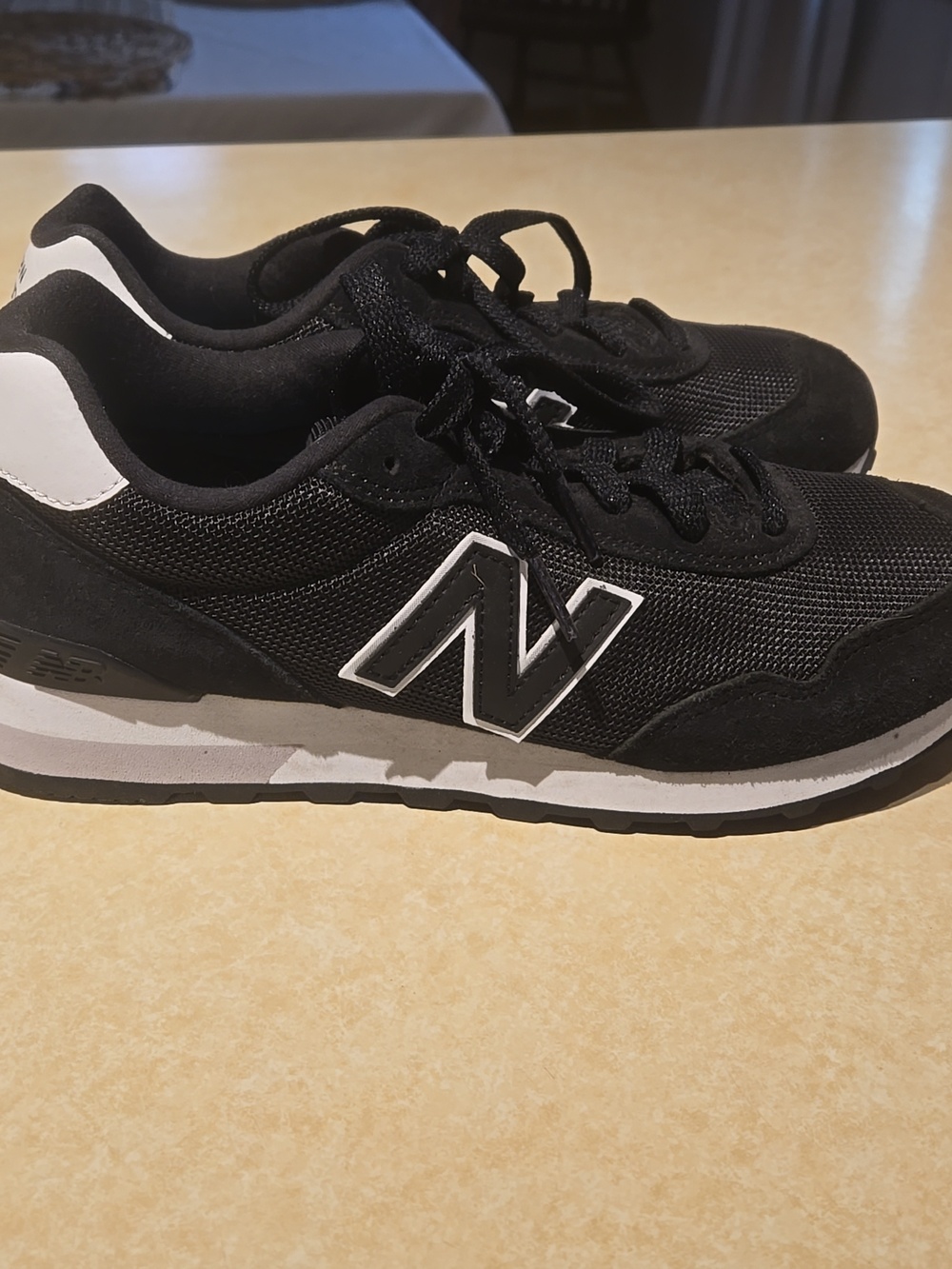 New Balance Black and White Mesh Trainer Sneakers